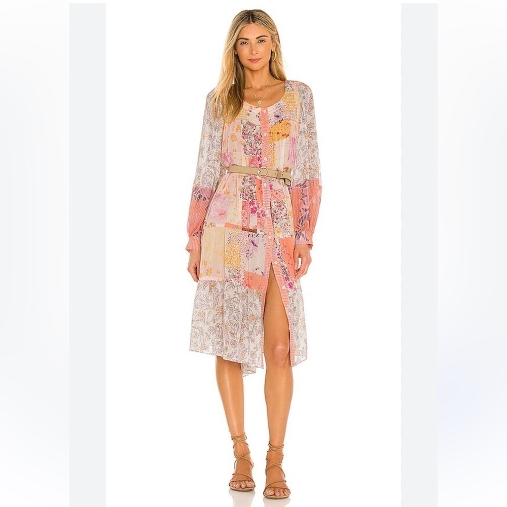 Free People California Soul Patchwork Midi Dress Size M
